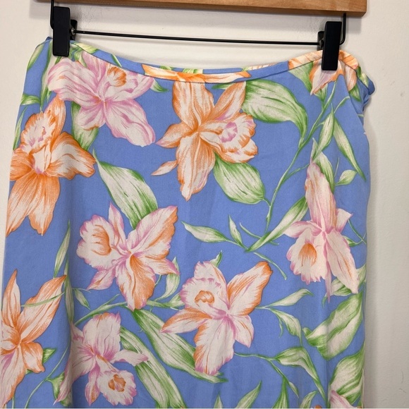 Lauren Ralph Lauren Silk Hawaiian Floral Skirt Size 16 - Picture 4 of 12